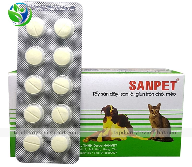 Thuốc tẩy giun cho chó Sanpet