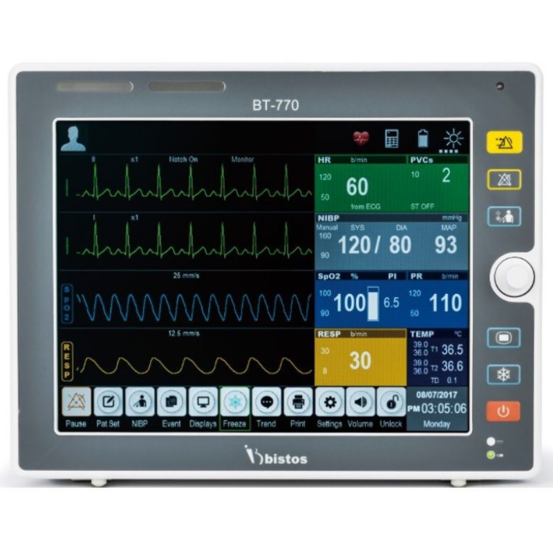 Máy monitor theo dõi bệnh nhân 5,6,7 thông số Bistos BT-770, màn hình cảm ứng